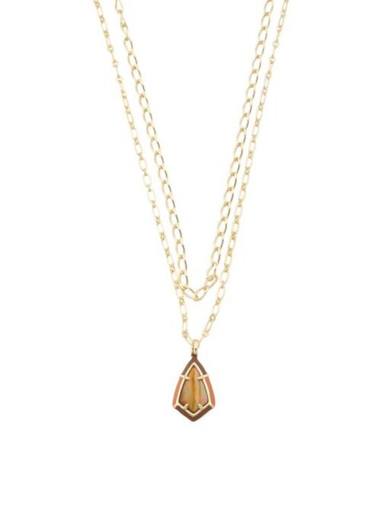Kendra Scott Jewelry - KENDRA SCOTT Gold Amber Illusion Camry Enamel Frame Necklace